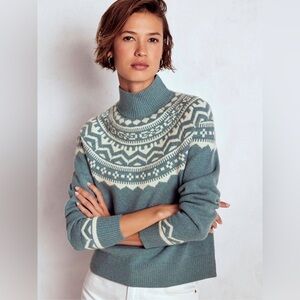 Boden Cloud Blue Marion Merino Rib Neck Sweater